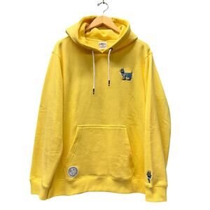 GOAT USA Hoodie Mens Large L Yellow Pullover Hooded Sweatshirt Embroidered